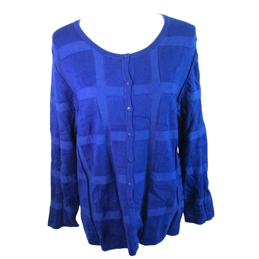 Compliments Women's Blue Long Sleeve Button Front Cardigan Sweater NWT Size XL